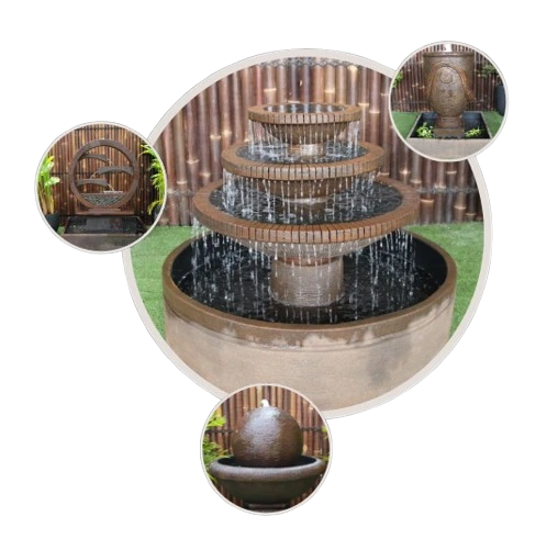 Handcrafted Bali stone carving fountain with intricate traditional designs, perfect for serene garden settings.